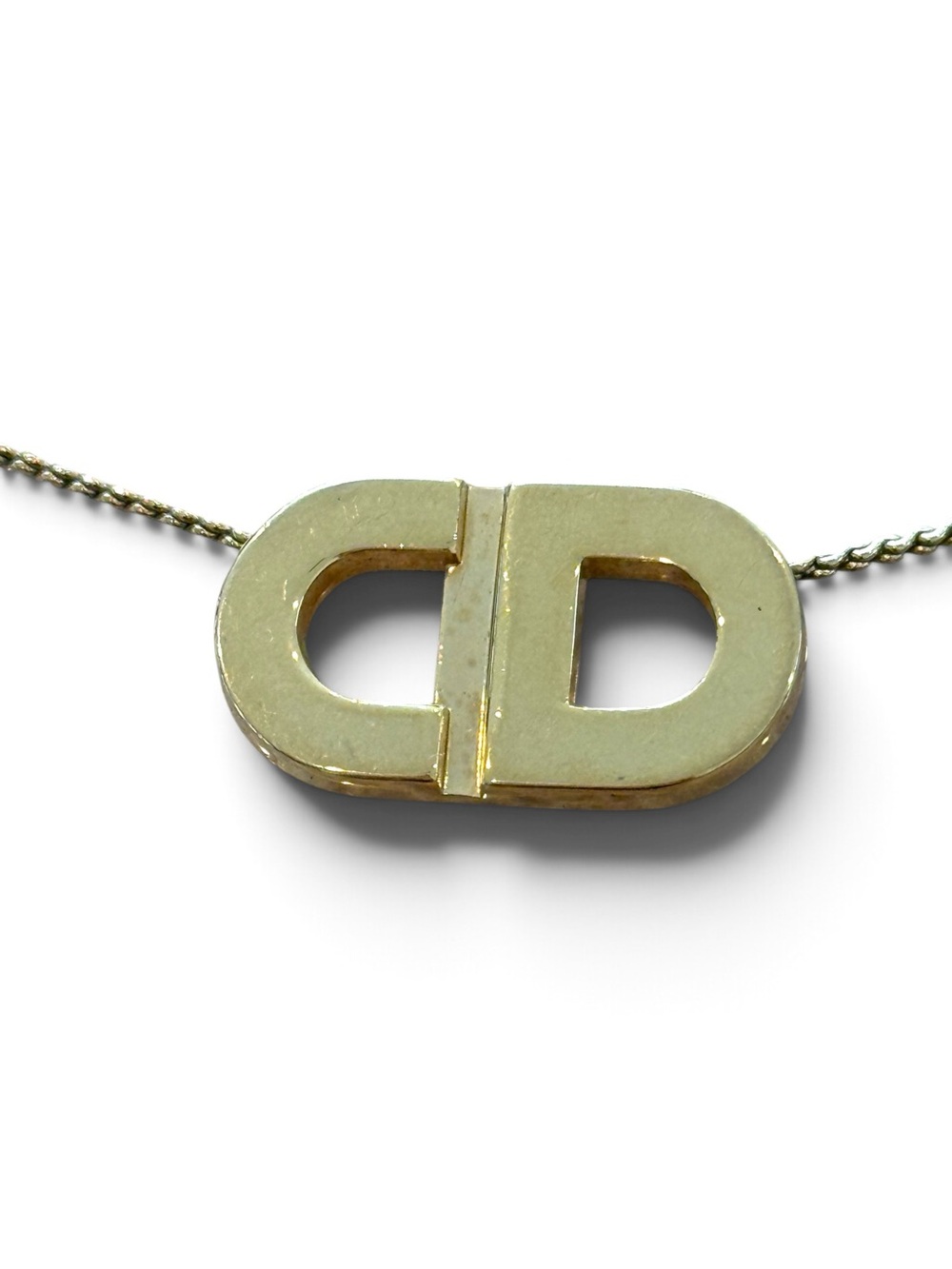 CHRISTIAN DIOR Gold Tone Pendant Choker Necklace